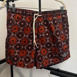 PacSun Men’s Retro 70’s Floral Print Swim Trunks Size S Sustainable Fabric